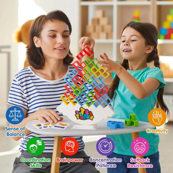 Russian Building Blocks 18 Pcs Tetra Tower Game Stacking Toys Balance Tower Puzzle Board Game Kids Diy