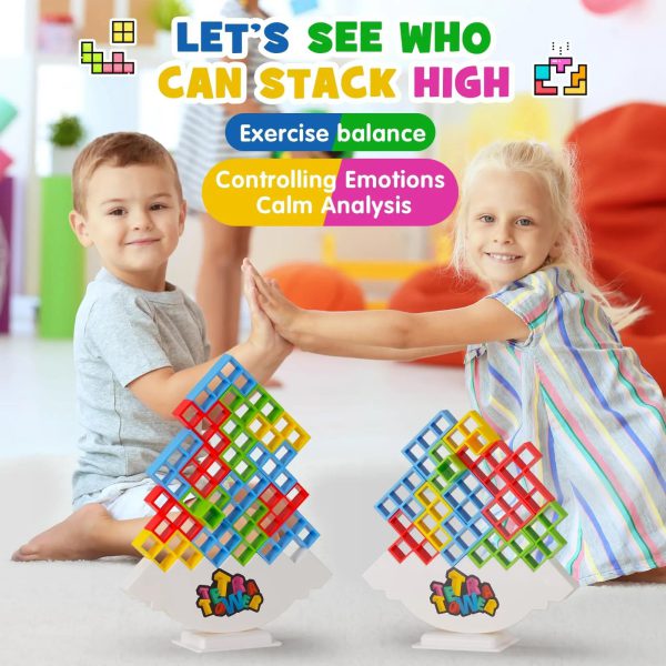 Russian Building Blocks 18 Pcs Tetra Tower Game Stacking Toys Balance Tower Puzzle Board Game Kids Diy