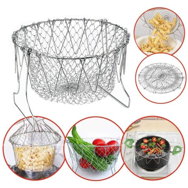 Stainless Steel Multi-functional Foldable Cooking Chef Basket